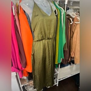 Green Satin Wide Leg Jumpsuit Size Medium NWT
